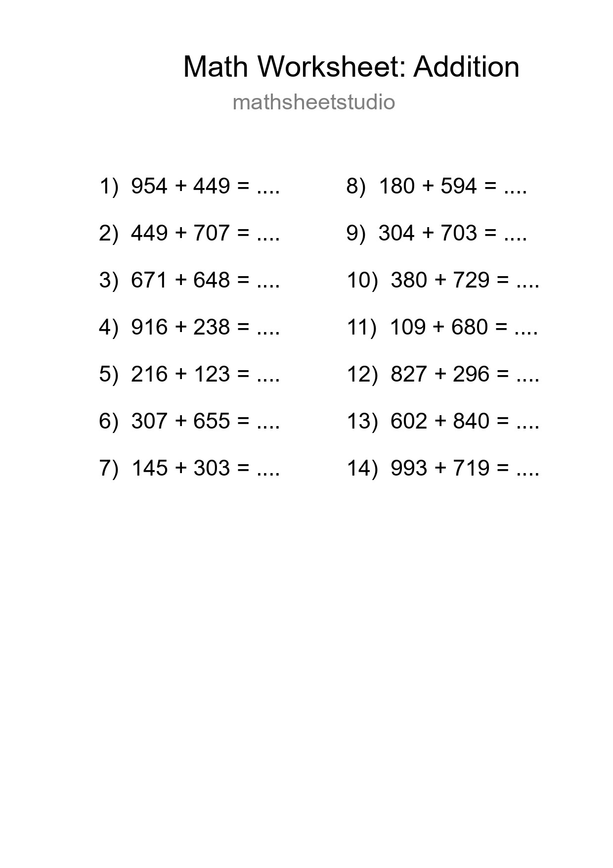 Free 14 Addition Math Worksheet For Grade 5 With Answers - Part 56