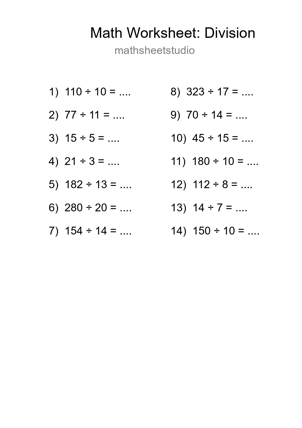 Free 14 Division Math Worksheet For Grade 2 With Answers - Part 103