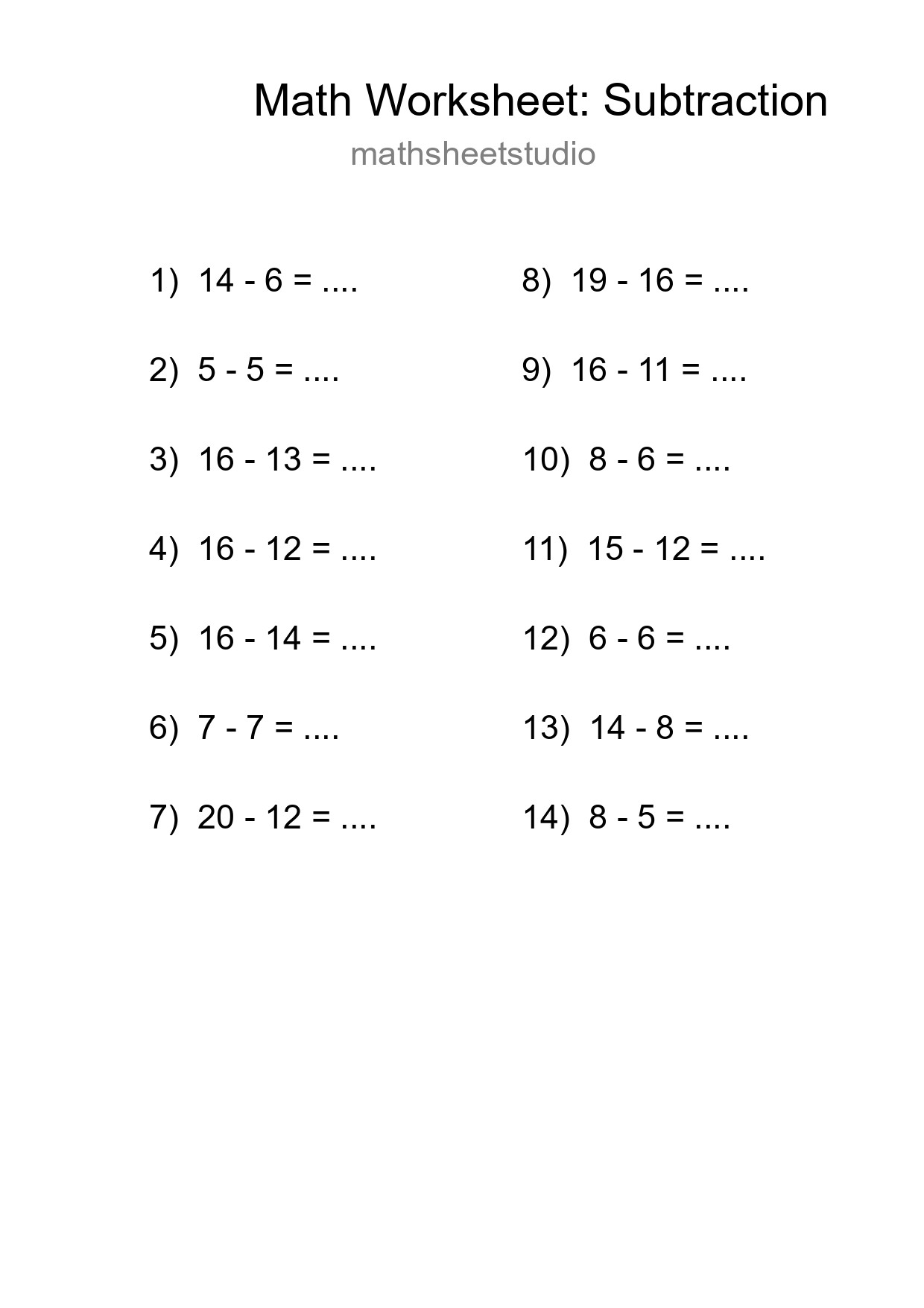 Free 14 Subtraction Math Worksheet For Grade 2 With Answers - Part 30