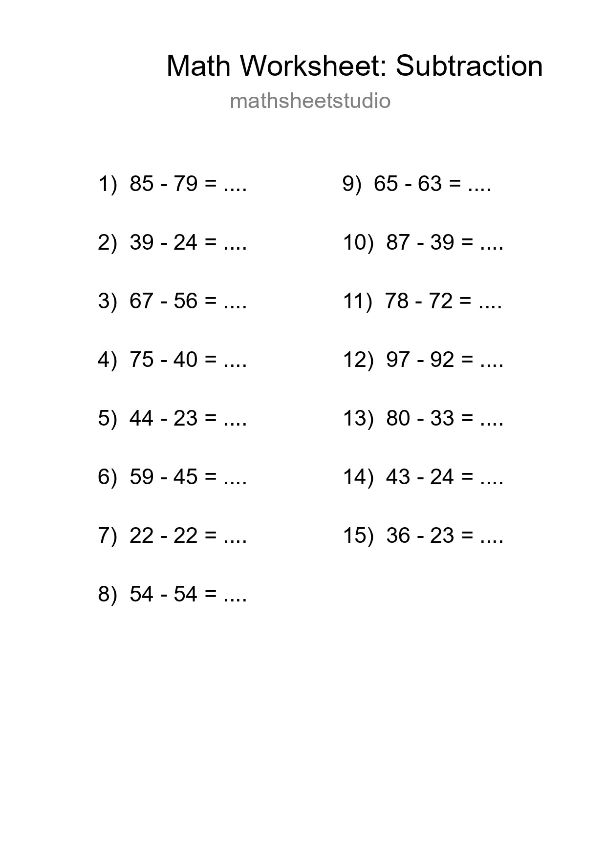 Free 15 Subtraction Math Worksheet For Grade 3 - Part 228