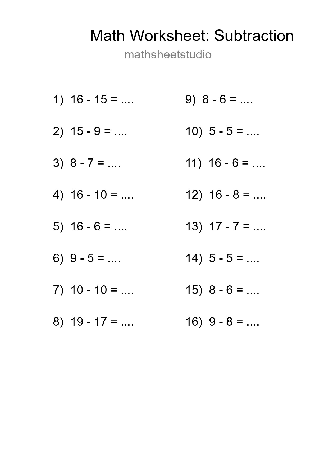 Free 16 Subtraction Math Worksheet For Grade 2 With Answers - Part 19
