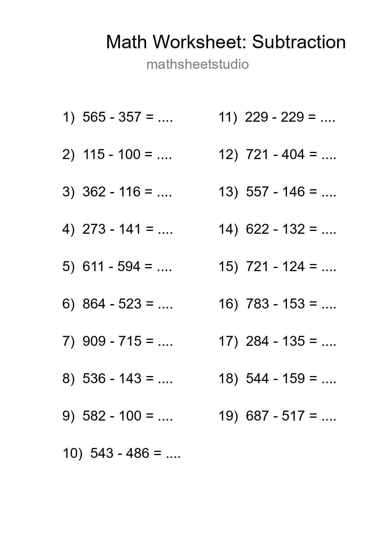 Free 19 Subtraction Math Worksheet For Grade 5 With Answers - Part 217