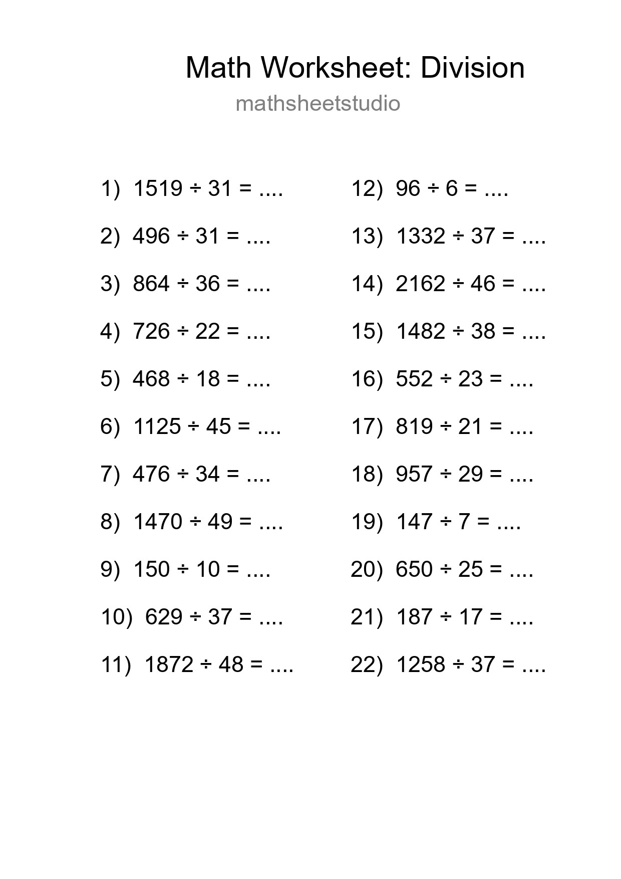 Free 22 Division Math Worksheet For Grade 2 - Part 125