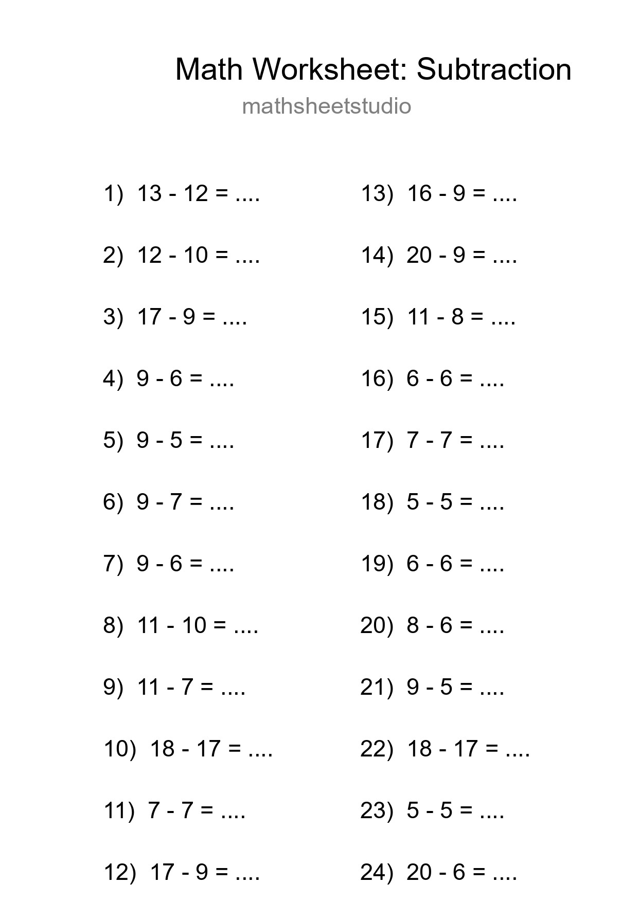 Free 24 Subtraction Math Worksheet For Grade 2 - Part 118