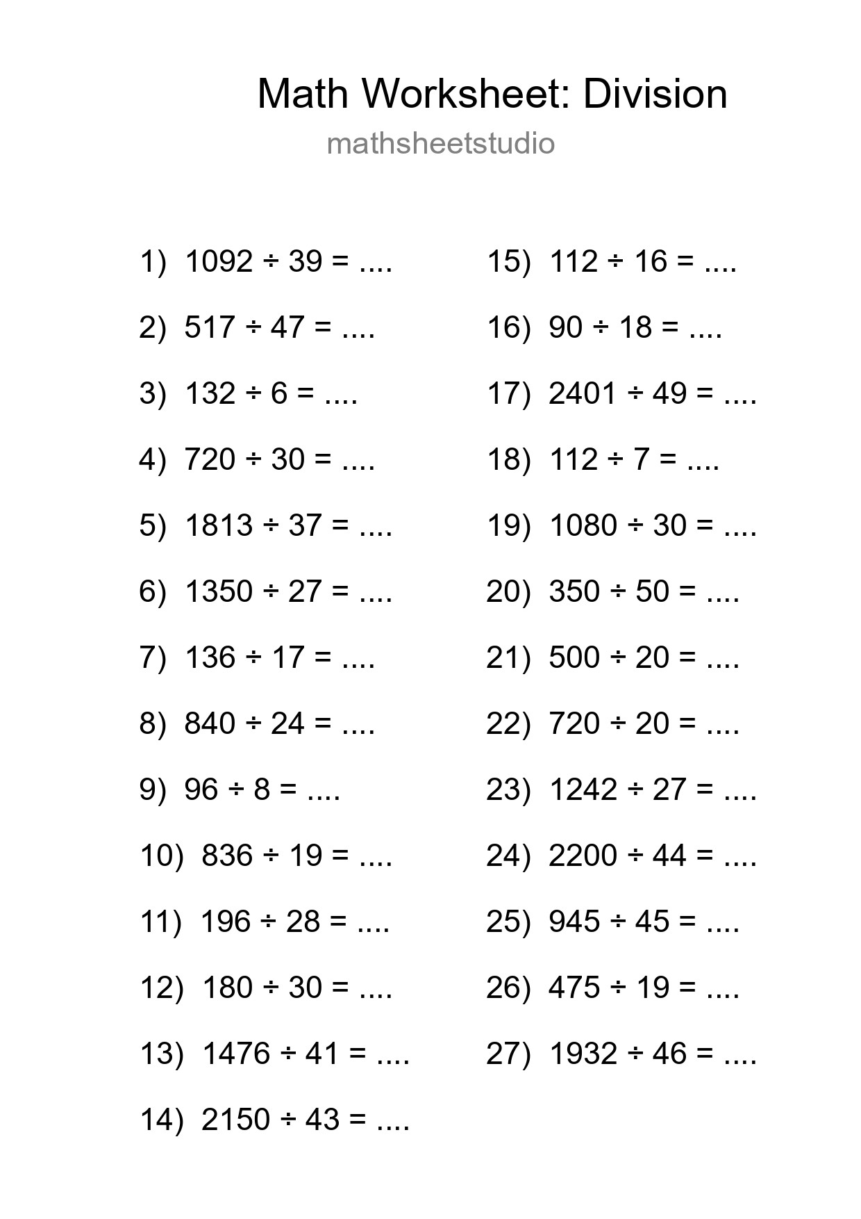 Free 27 Division Math Worksheet For Grade 2 - Part 81