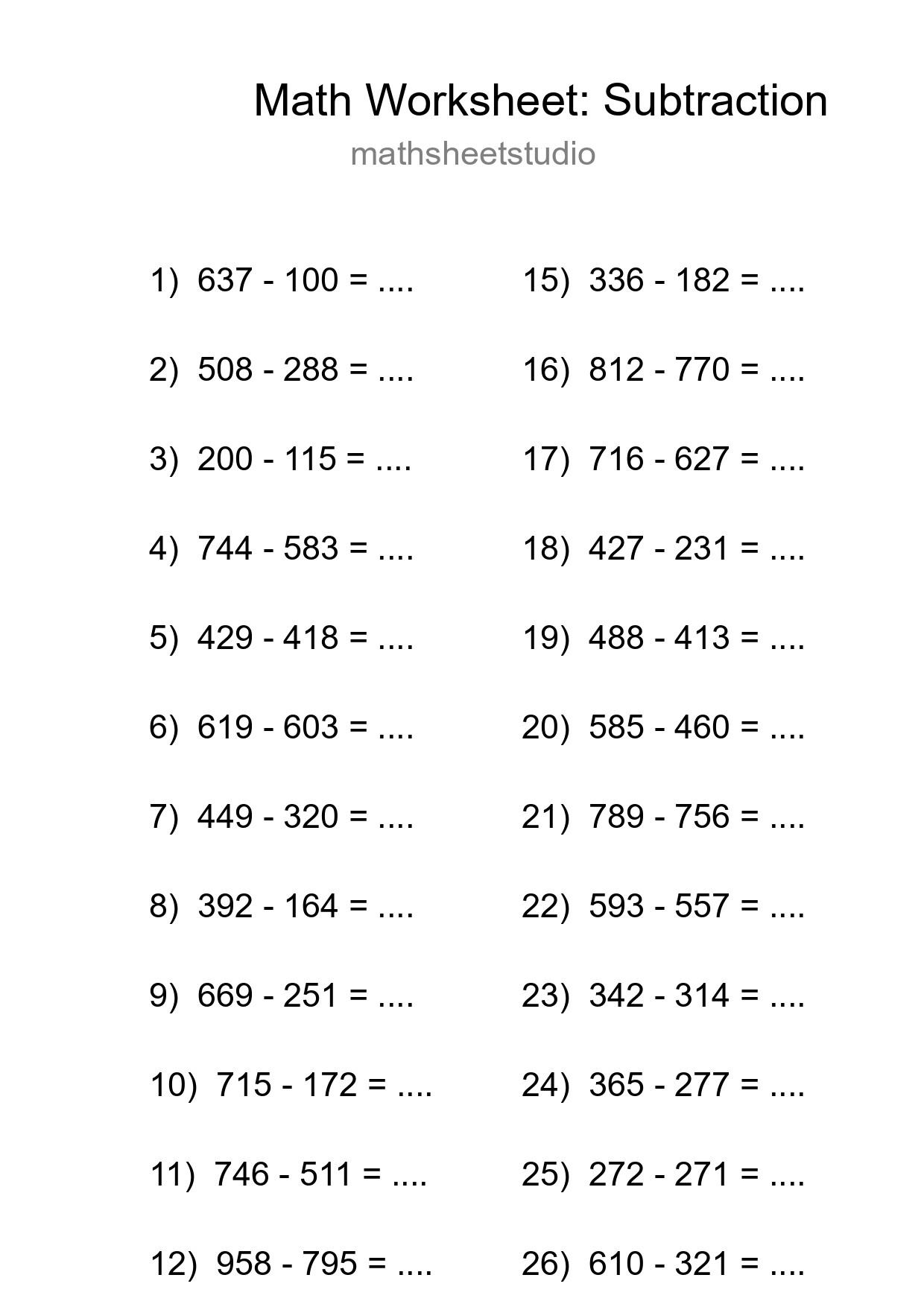 Free 27 Subtraction Math Worksheet For Grade 5 With Answers - Part 107