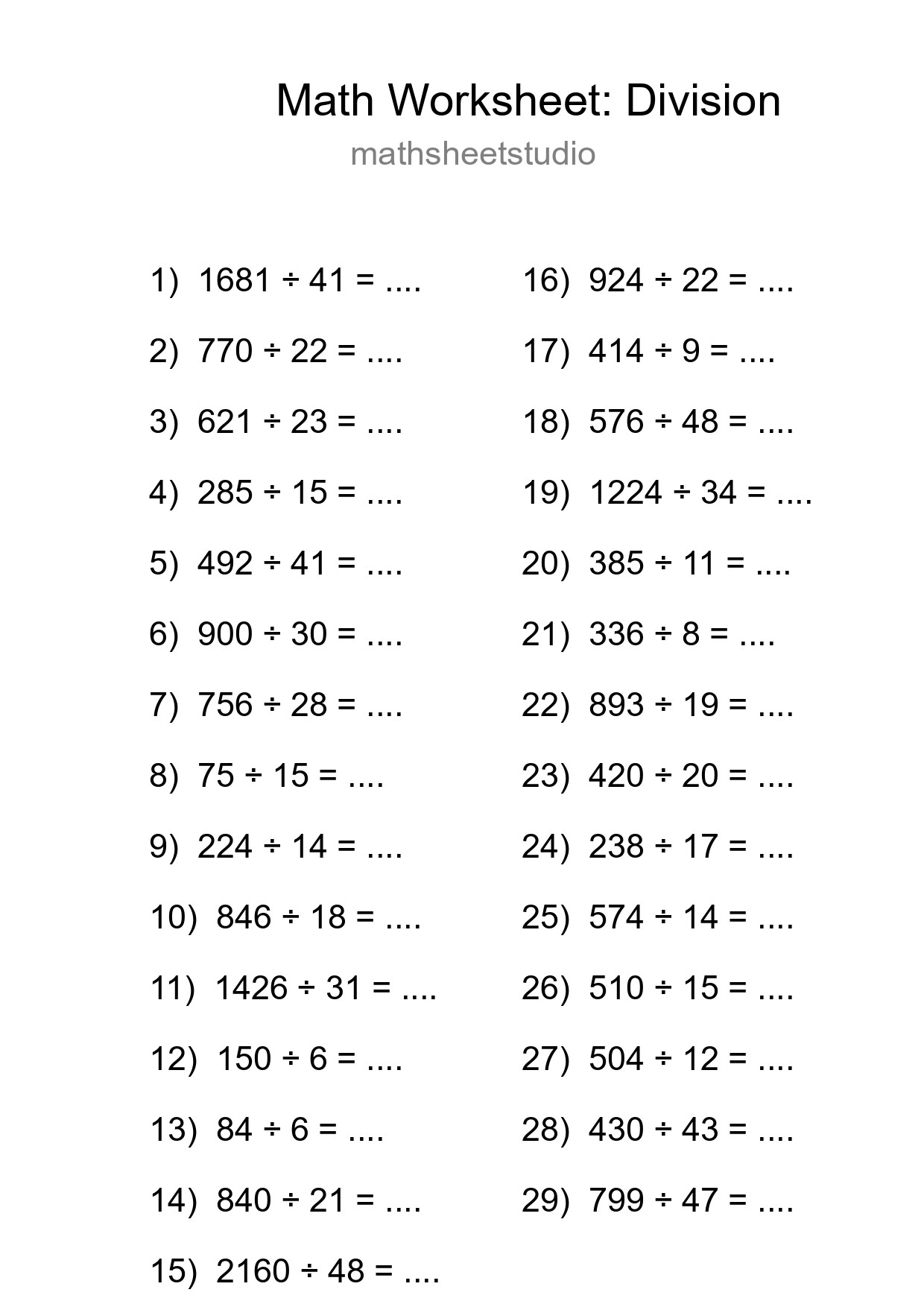 Free 29 Division Math Worksheet For Grade 2 - Part 191