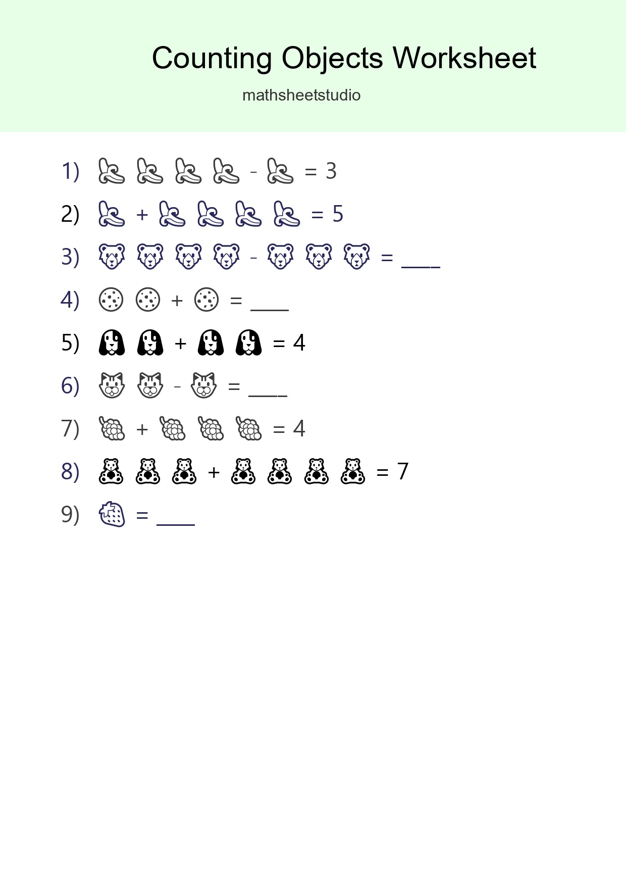 Free Counting Objects Worksheet For Kindergarten - Part 102