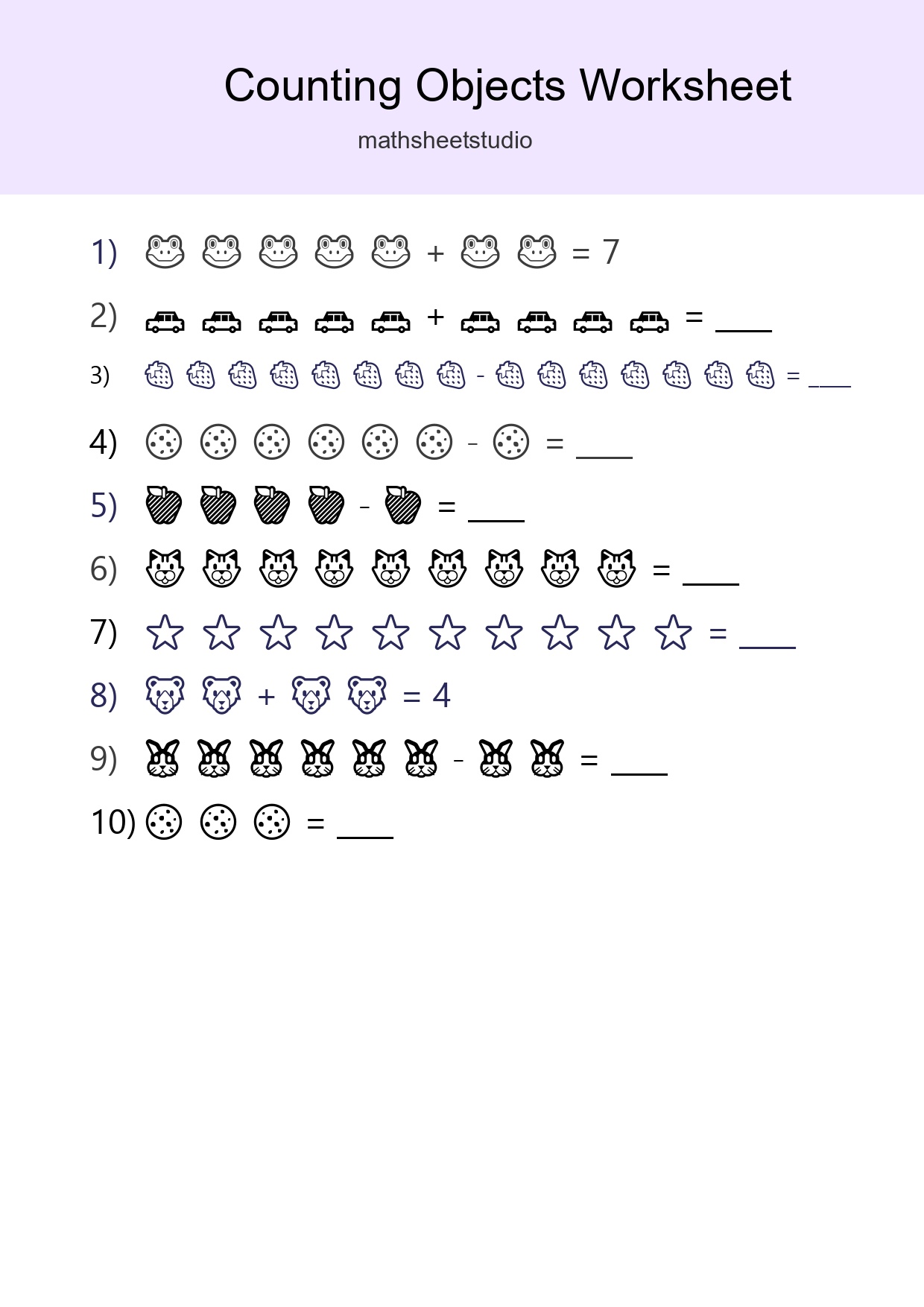 Free Counting Objects Worksheet For Kindergarten - Part 113