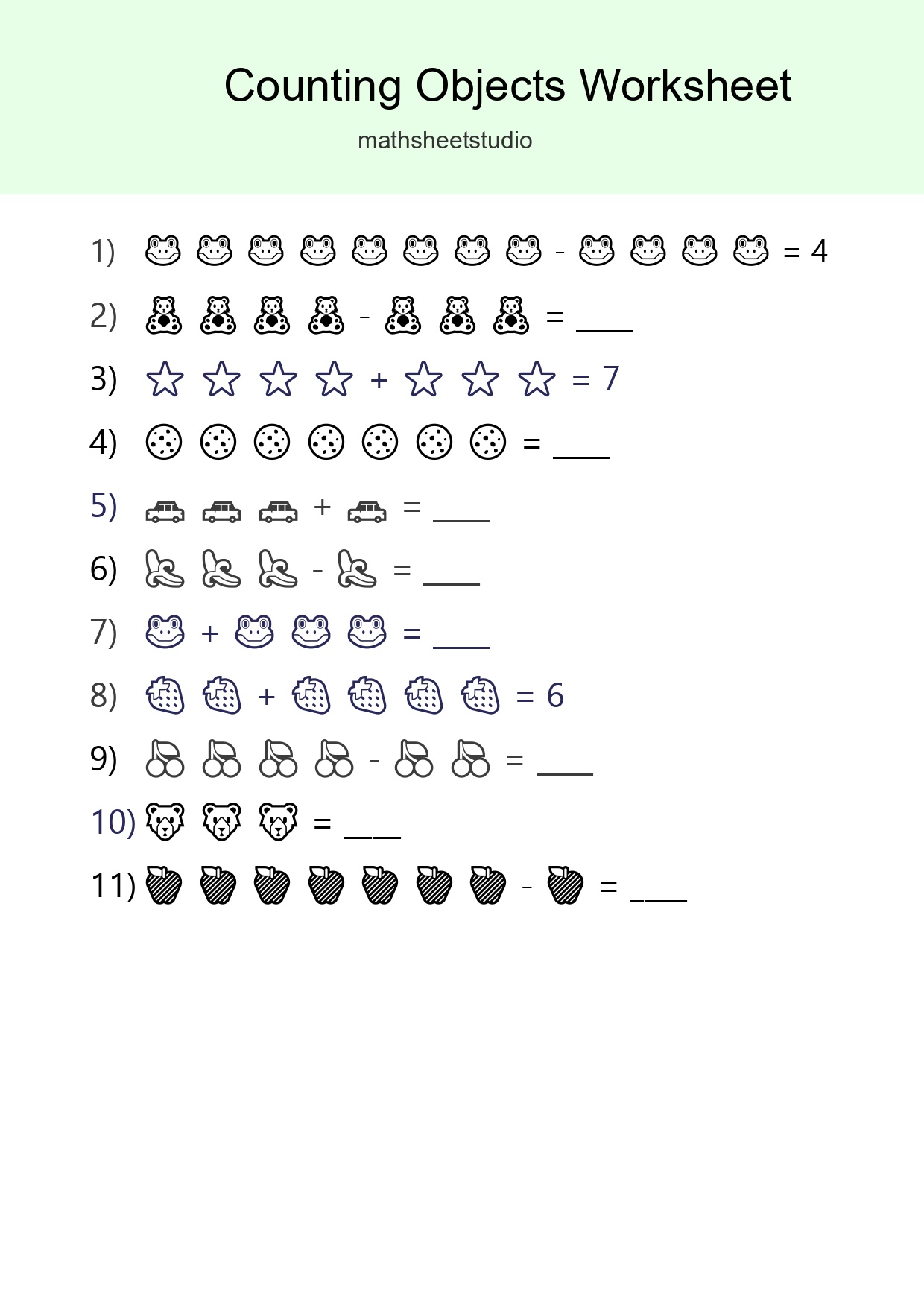 Free Counting Objects Worksheet For Kindergarten - Part 146