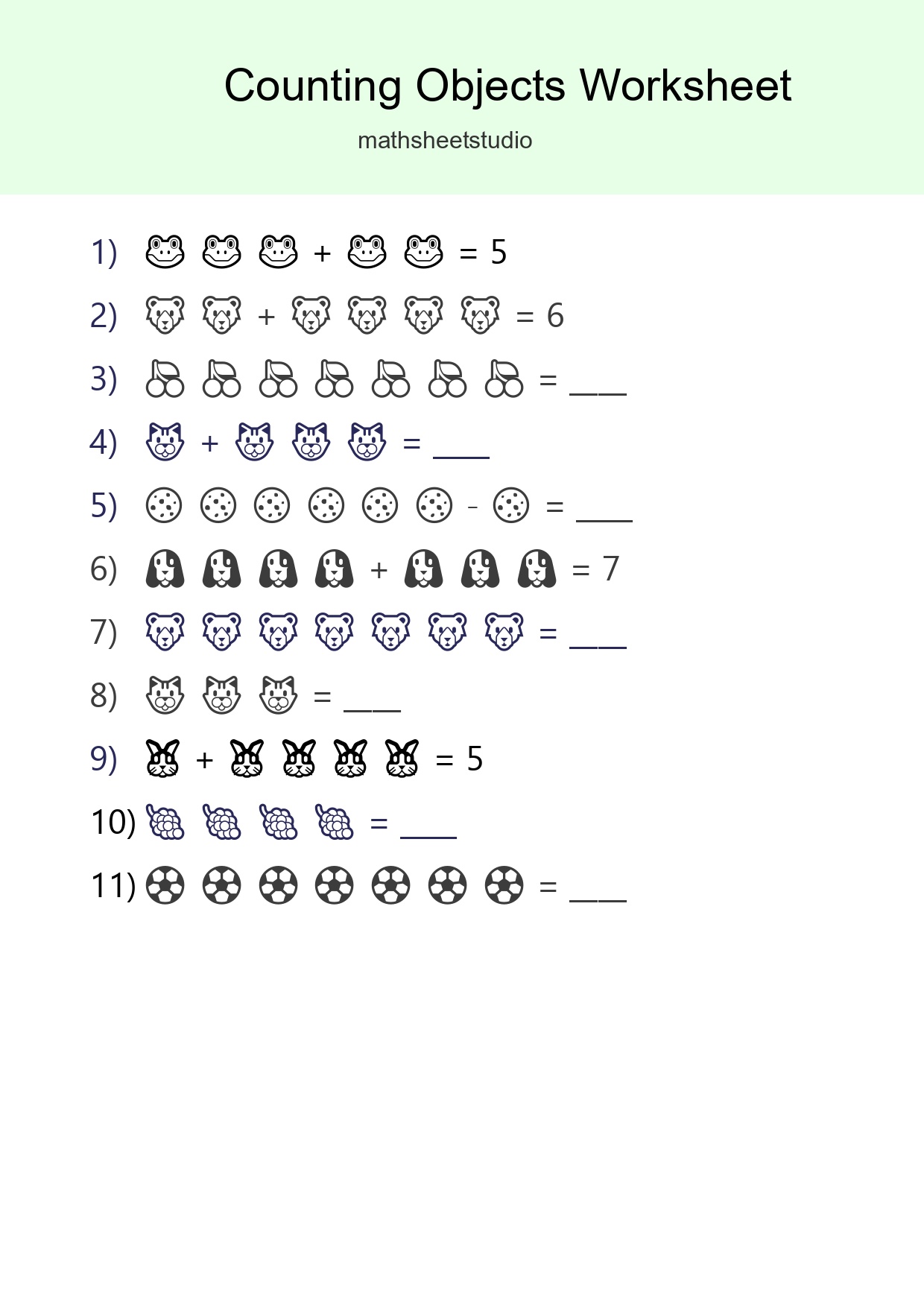 Free Counting Objects Worksheet For Kindergarten - Part 3