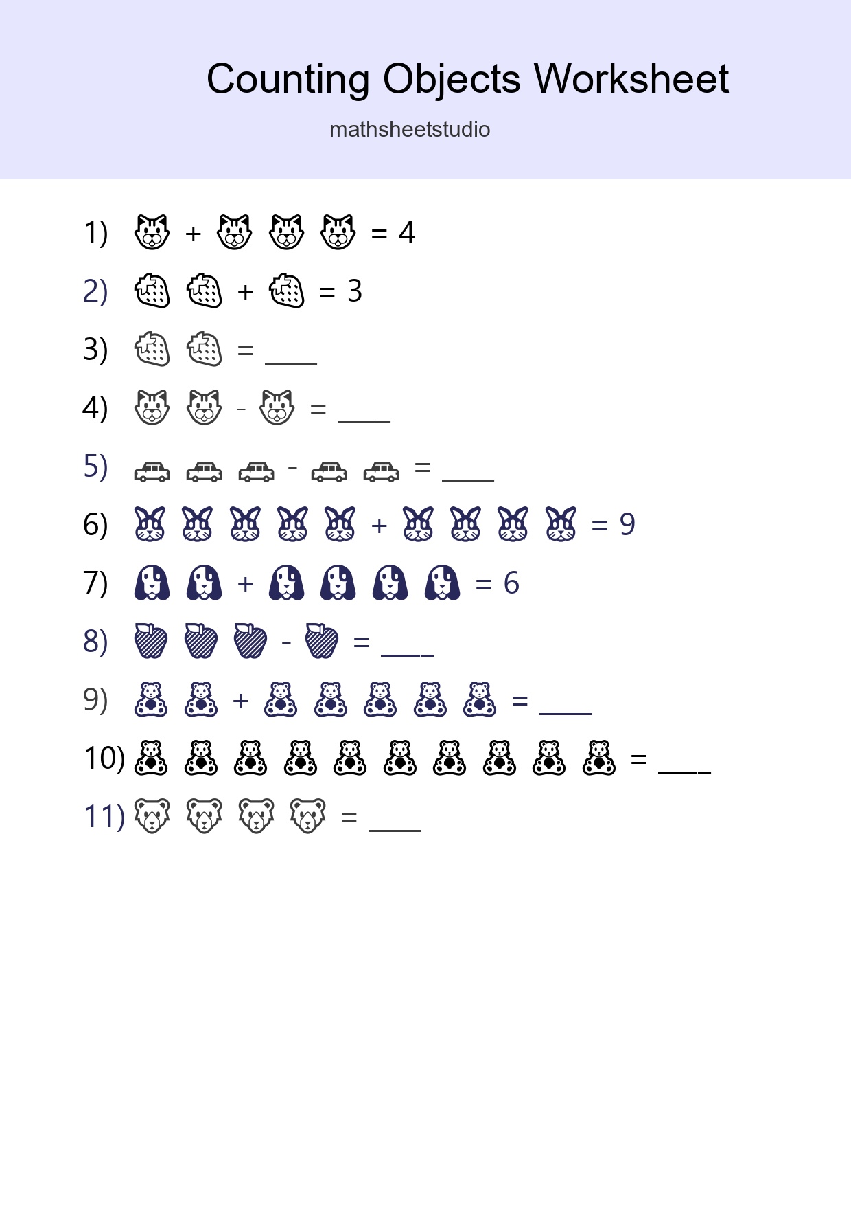 Free Counting Objects Worksheet For Kindergarten Printable - Part 135