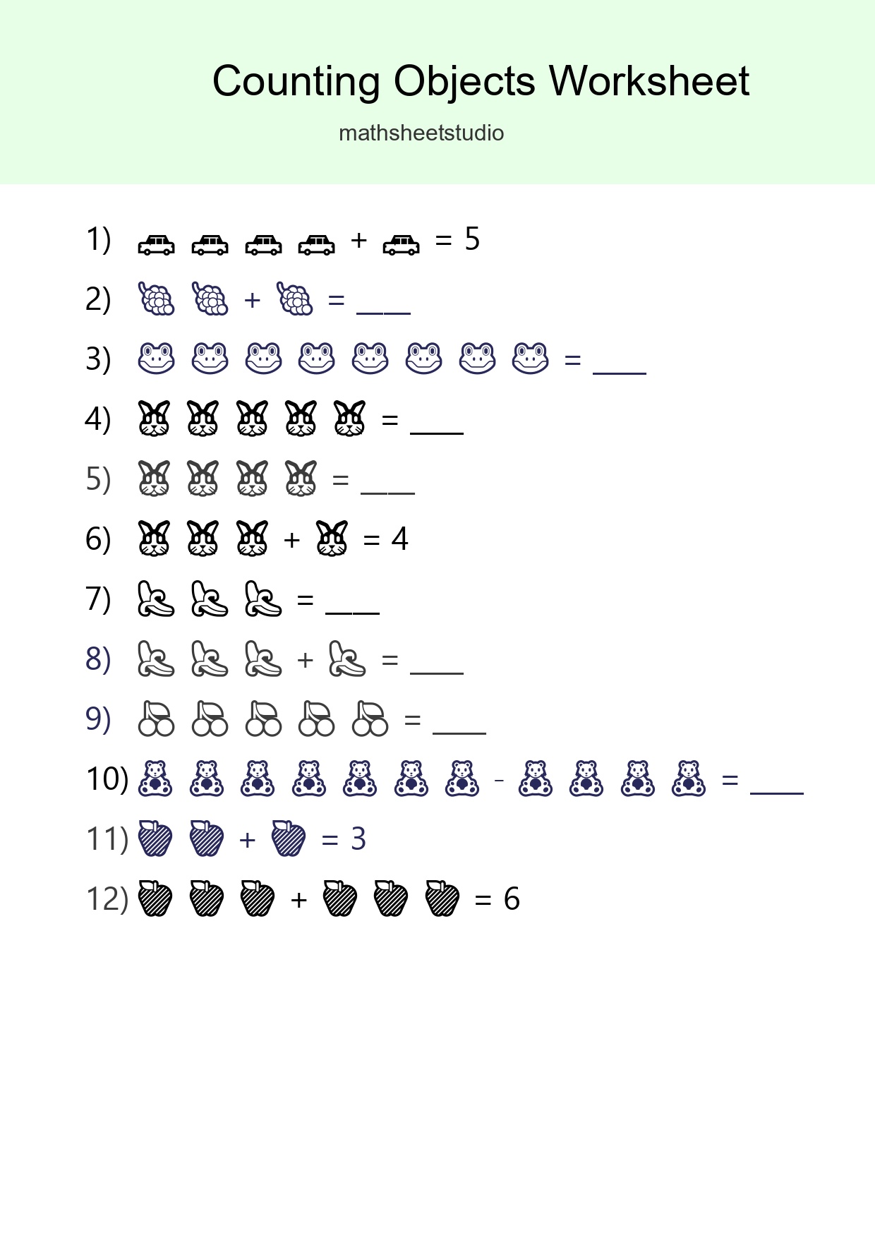Free Counting Objects Worksheet For Kindergarten Printable - Part 245