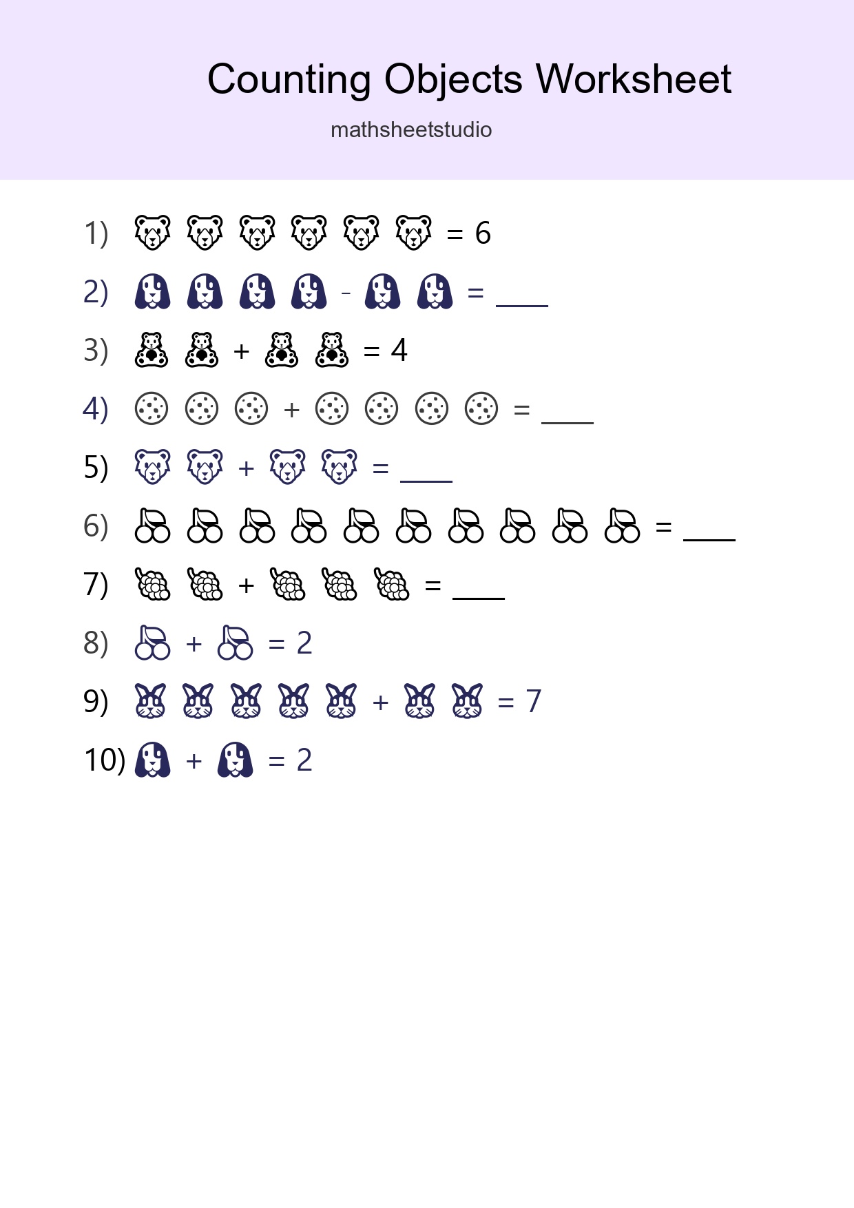 Kindergarten Count The Objects Worksheet - Part 179