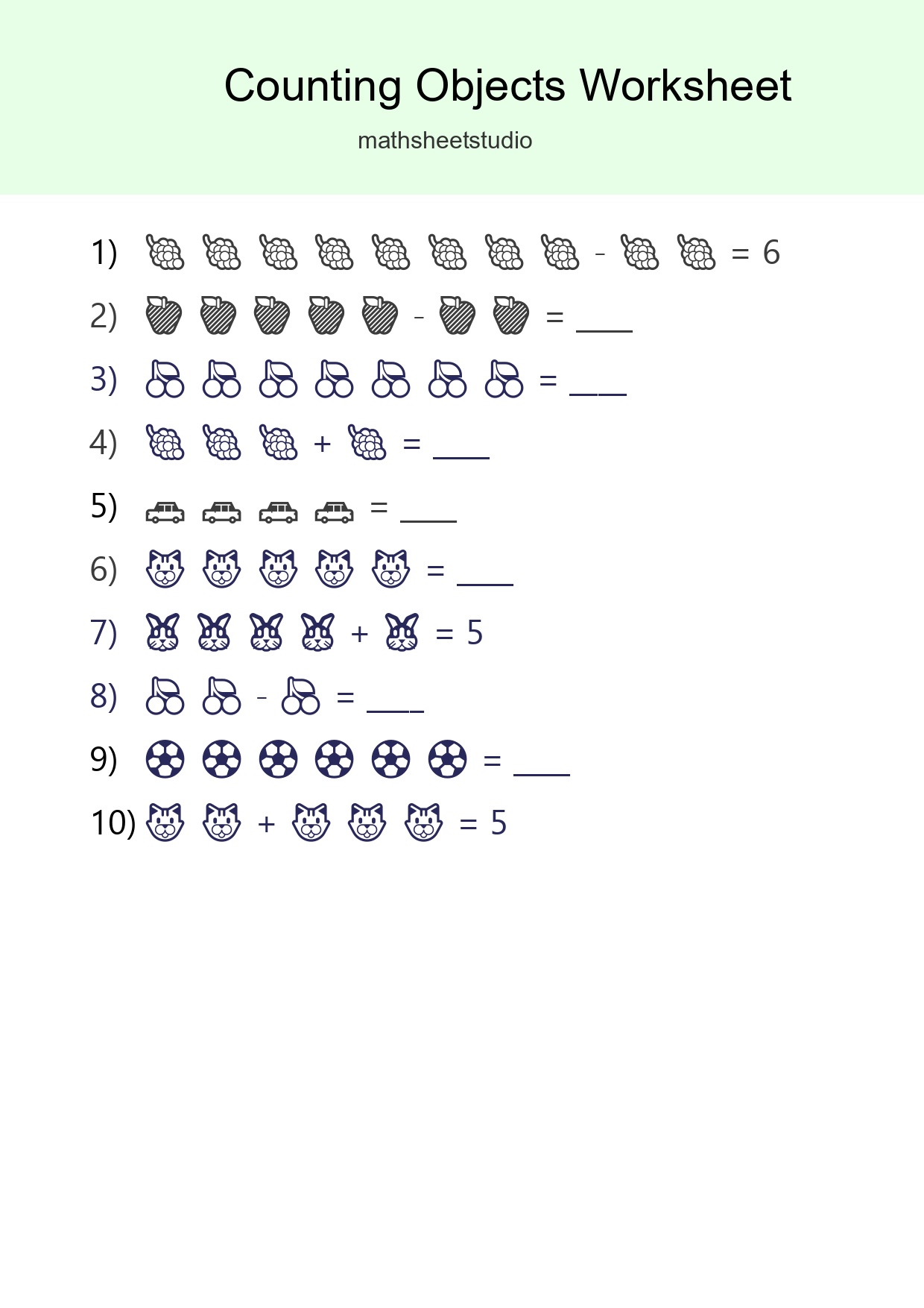 Kindergarten Count The Objects Worksheet - Part 36