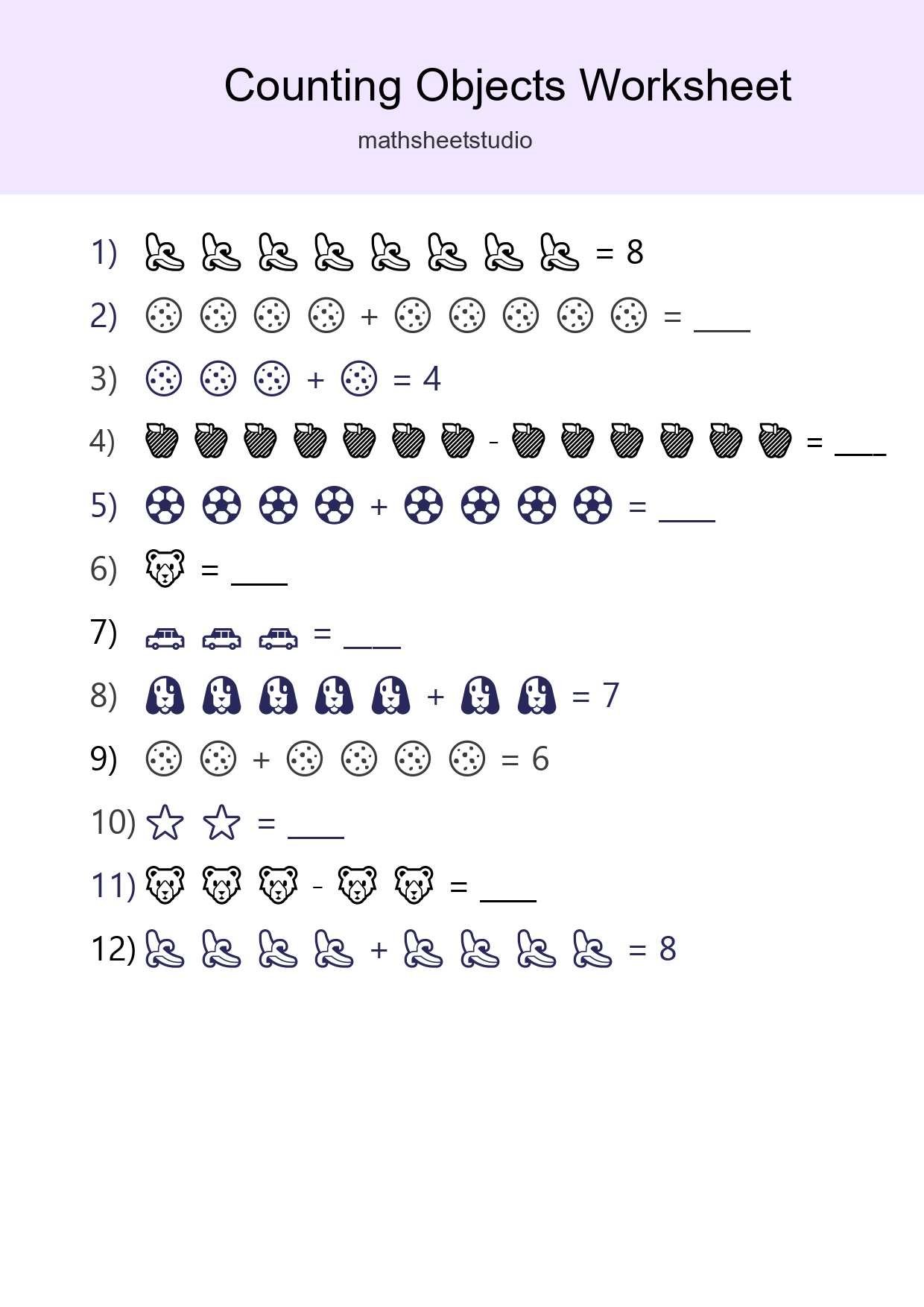 Kindergarten Count The Objects Worksheet - Part 58