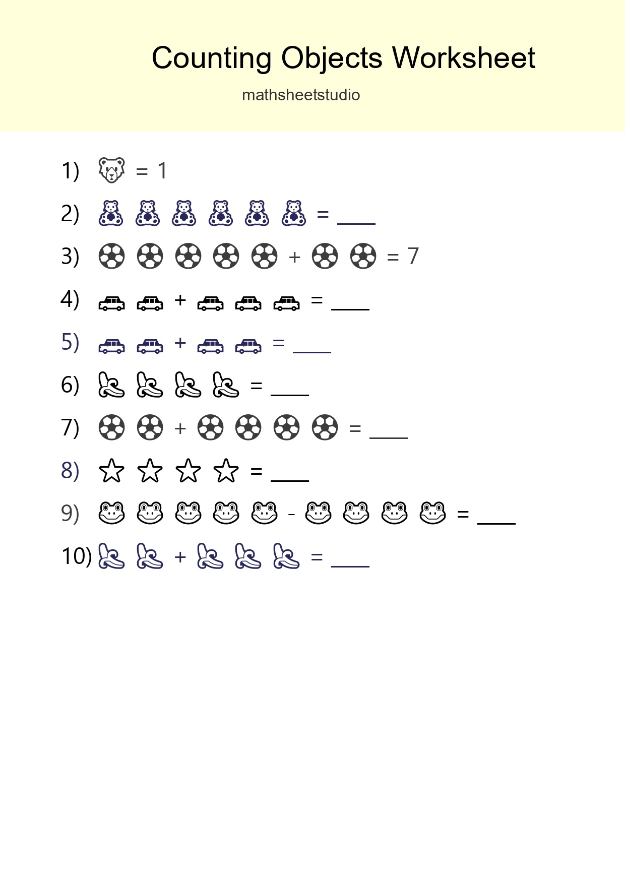 Kindergarten Count The Objects Worksheet - Part 80