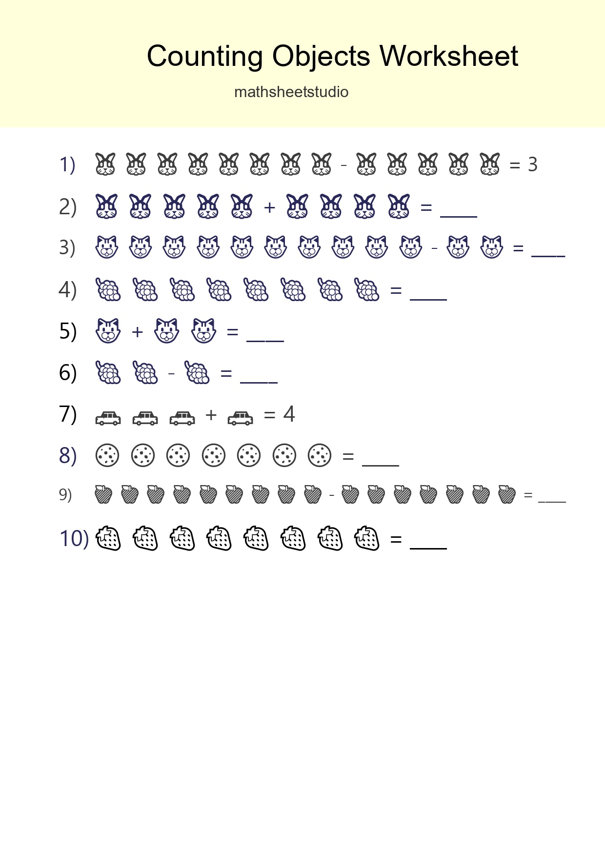 Learn Counting With Pictures Worksheet (Kindergarten) - Part 14